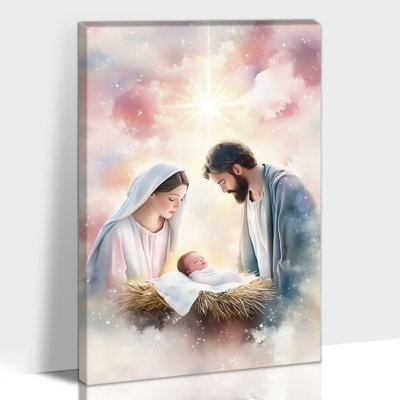 Grande crèche de Noël, reproduction de Jésus, affiche spirituelle, peinture de Mary Joseph Baby in Manger Christian Home Church