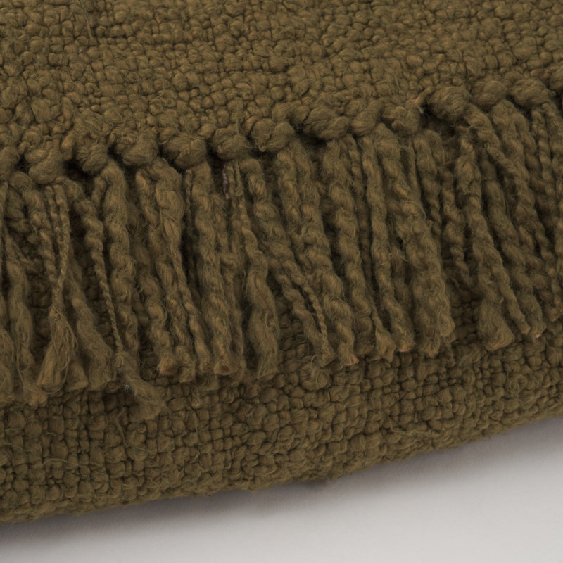 Jeté en coton tissé vert olive Kambal, Vert olive