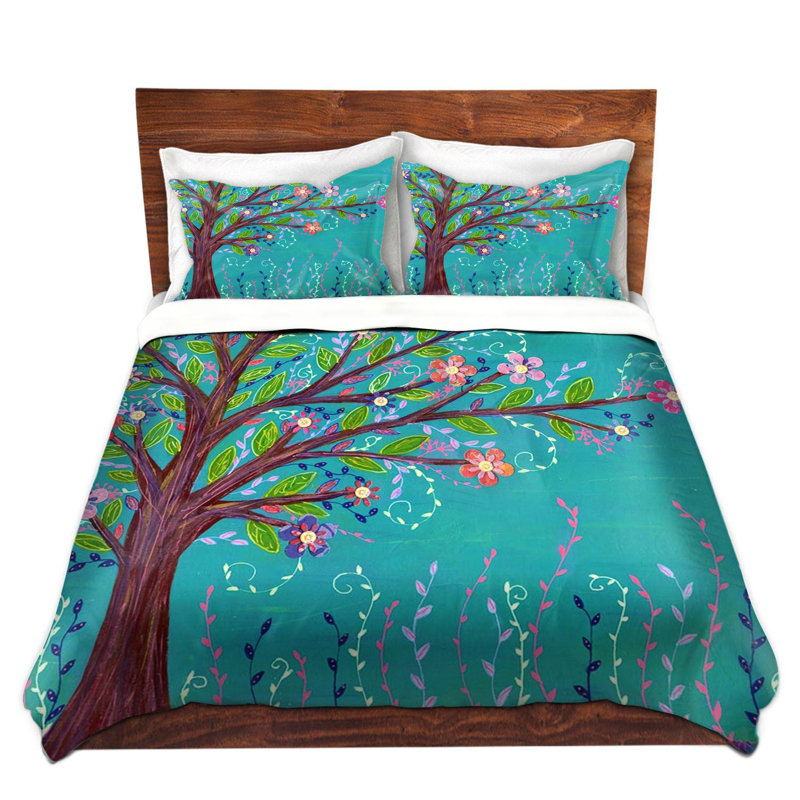 Ensemble de housse de couette happy tree, 1 housse simple + 1 taie standard