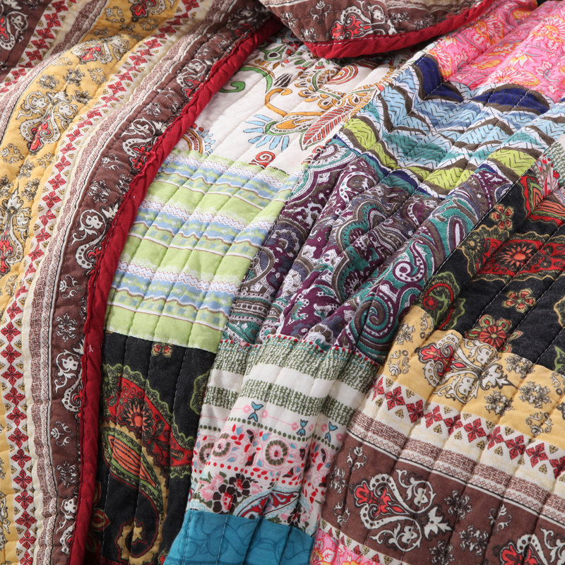 Bohemian Dream Multicolor Cotton Patchwork Reversible Throw