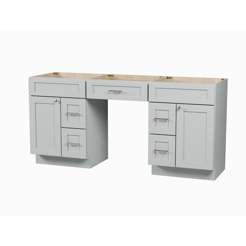 Ensemble de meuble-lavabo double 72 po avec bureau Disar, Gris