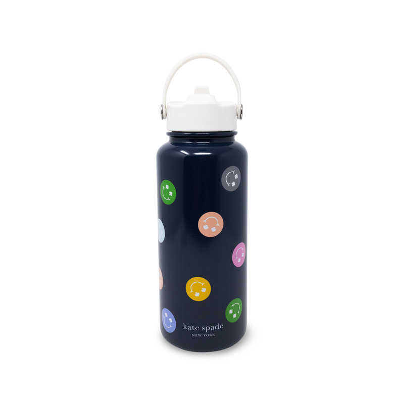 Stainless Steel Water Bottle With Sling, Spade Smiley