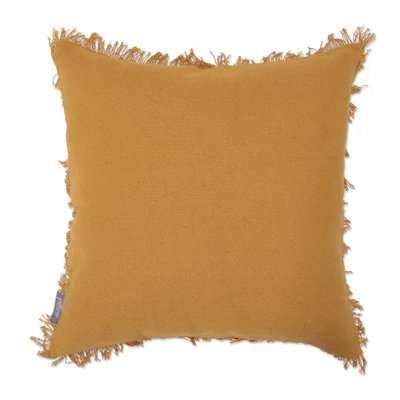 Fringed Cotton Reversible Throw Pillow
