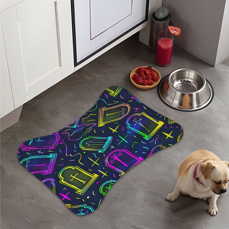 Fluorescent Frights - 1 Piece Bone Shape Feeding Mat