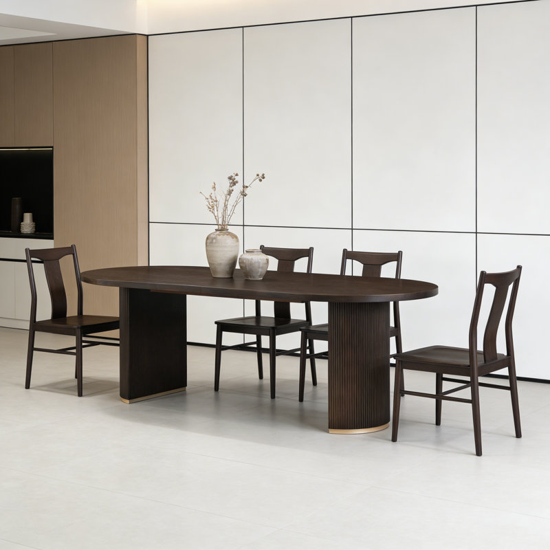 Oval Dining Table Double Pedestal, Espresso