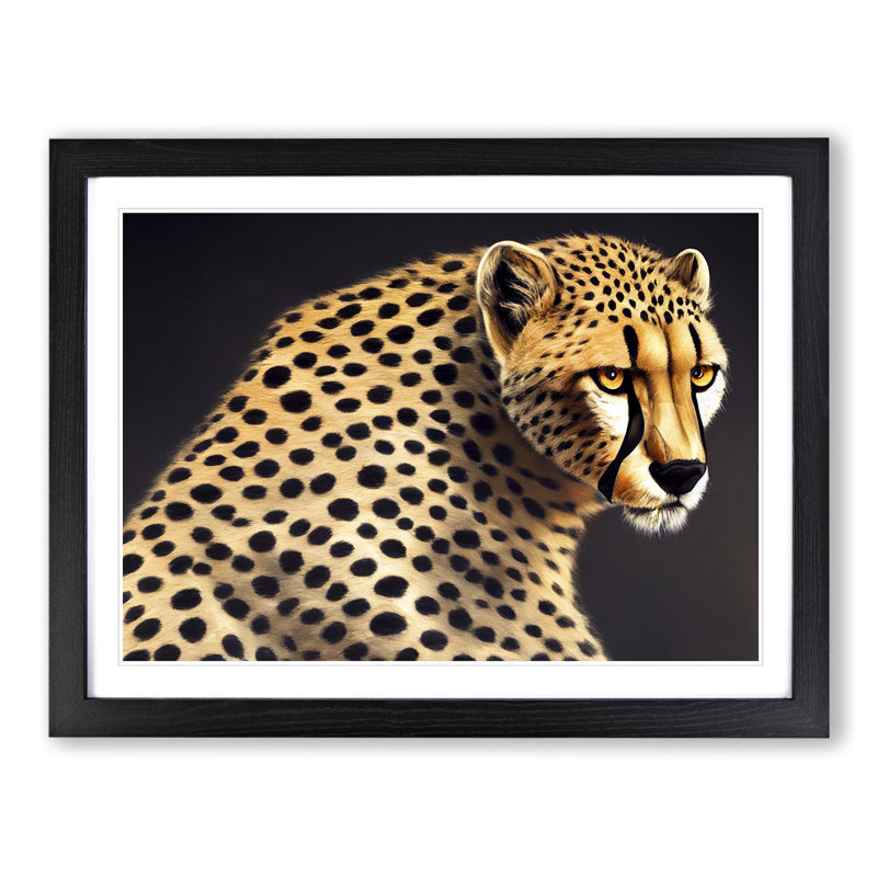 Masterful Cheetah - Single Picture Frame Print, 46cm H x 64cm W x 2cm D, Black