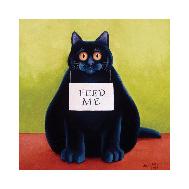 Fat Cat 1 Piece Painting on Canvas, 30.48 cm H x 30.48 cm W, Wrapped Canvas