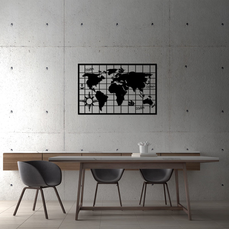 Decorative Metal Wall Accessory, Black, 35.4 x 22.8 inches | 100% Metal, Thickness: 0.06 inches | Easy Wall Mount with Back Hanging Piece | Stylish Home Decor for Living Room, Bedroom, or Office