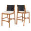 Ensemble de 2 tabourets de bar d'extérieur en bois d'acacia avec coussins, sièges de patio en teck