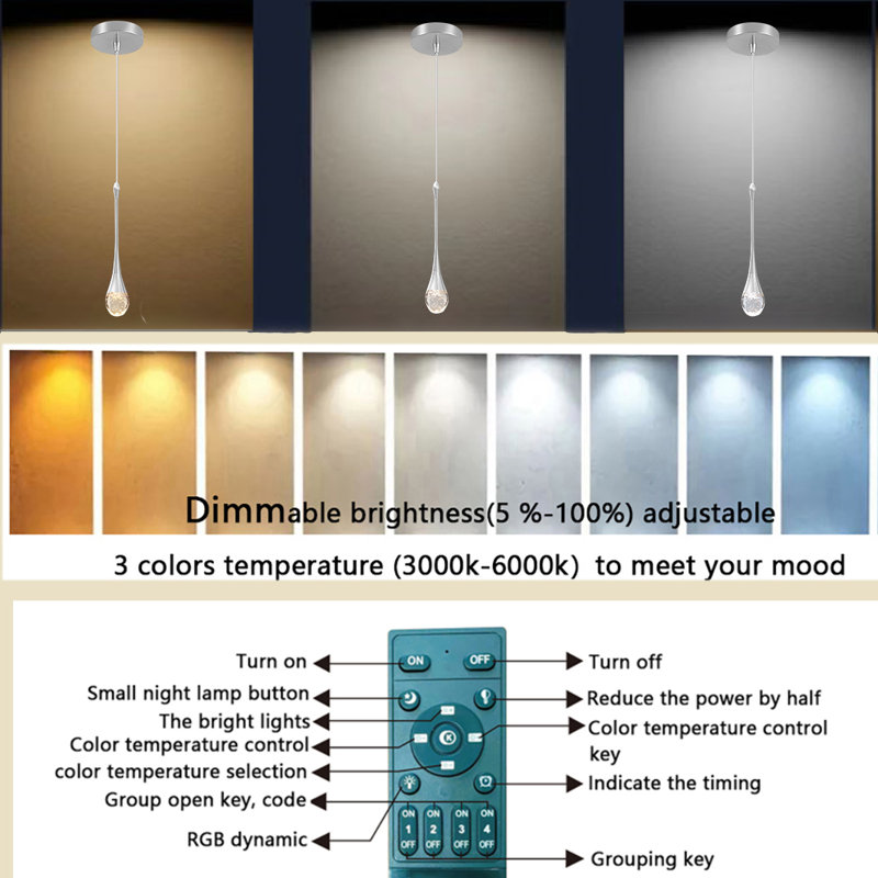 Maxat 1 - Light Stainless Steel LED Crystal Pendant
