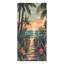 1 serviette de plage tropicale 1PCS, conception artistique de palmier et de coucher de soleil océan, absorbant doux pour, voyage, piscine