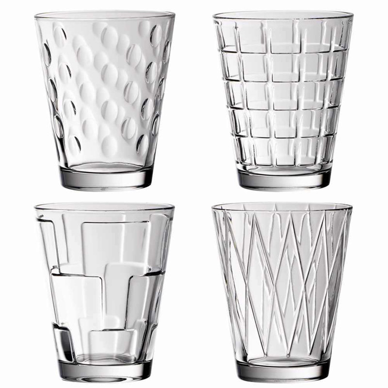 Villeroy & Boch Dressed Up Set/4, 9 oz Assorted Crystal Tumblers