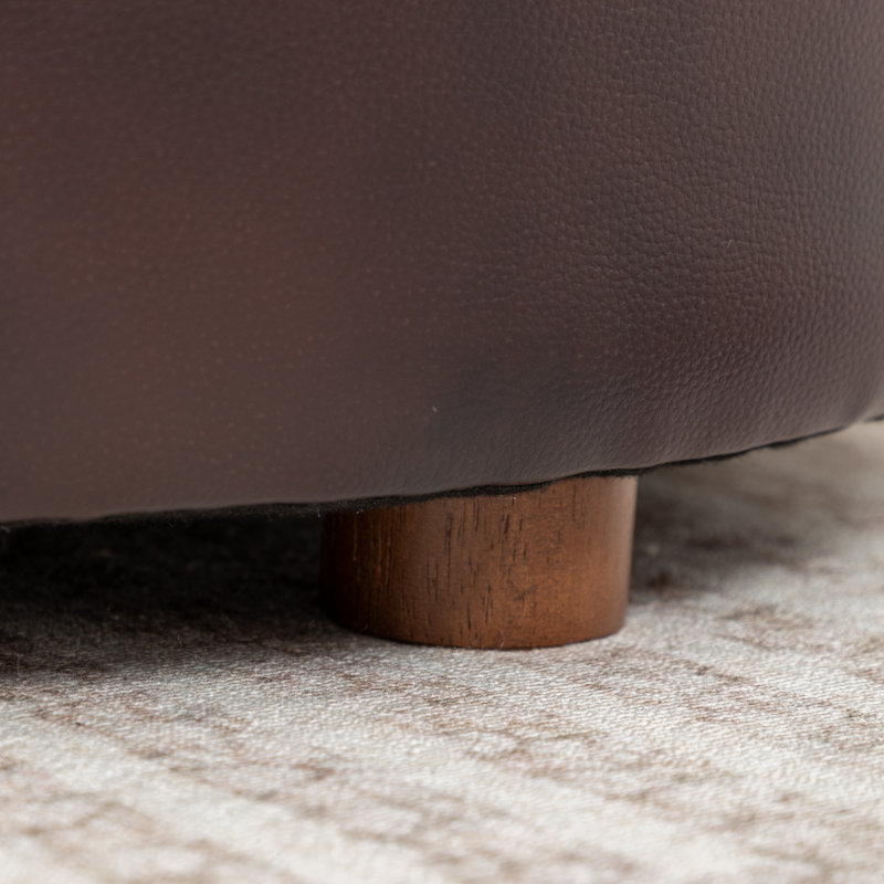 Repose-pieds de rangement en cuir véritable d'une largeur de 27,5 po avec deux coussins de sol, Espresso