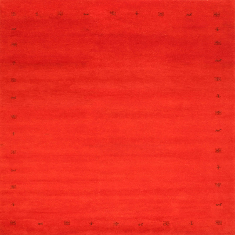 Tapis de zone orange contemporaine, Carré 6 pi