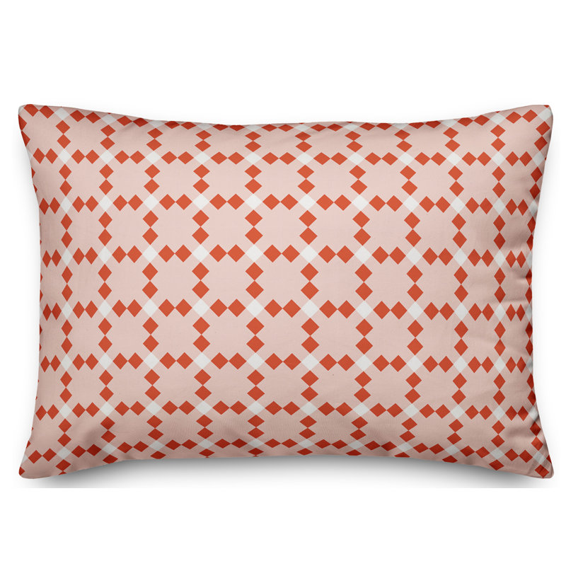 Check Geometric Reversible Throw Pillow, Red/Pink