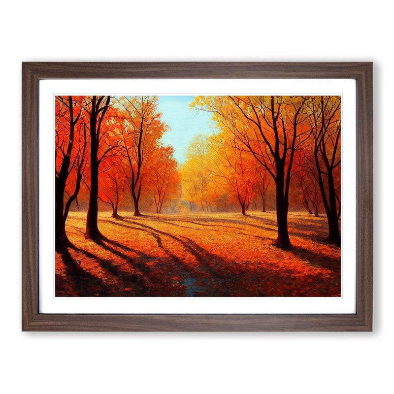 Autumn Forest Painting Vol.1 1 Piece Single Picture Frame Wall Art, 34cm H x 46cm W, Brown