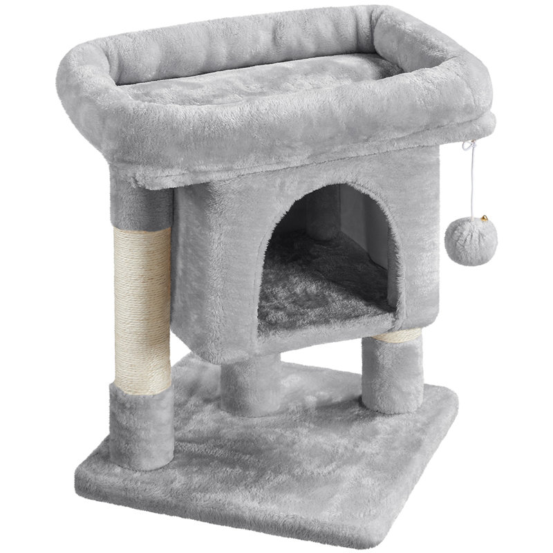 Arbre à chat à deux niveaux avec condo 23,5 po Brympton, Gris clair