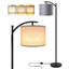 Lampe sur pied avec ampoule à DEL 3ct, abat-jour en lin gris pour le salon, lampe sur pied moderne pour les chambres à coucher