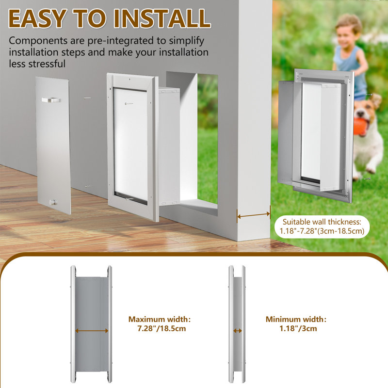 Porte pour animaux de compagnie télescopique en aluminium verrouillable et verrouillable pour petits et grands chiens