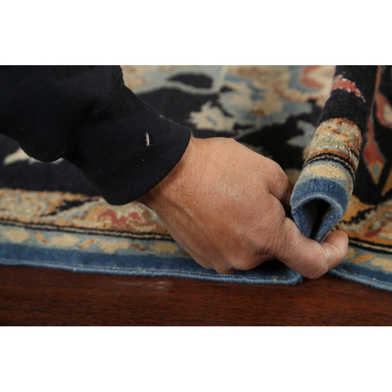 Tapis unique en laine noué à la main gris anthracite nouvel âge de 1 pi 7 po x 2 pi 0 po Aaysha
