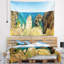 Plage, plage, montagnes nuageuses, tapisserie panoramique-28508426