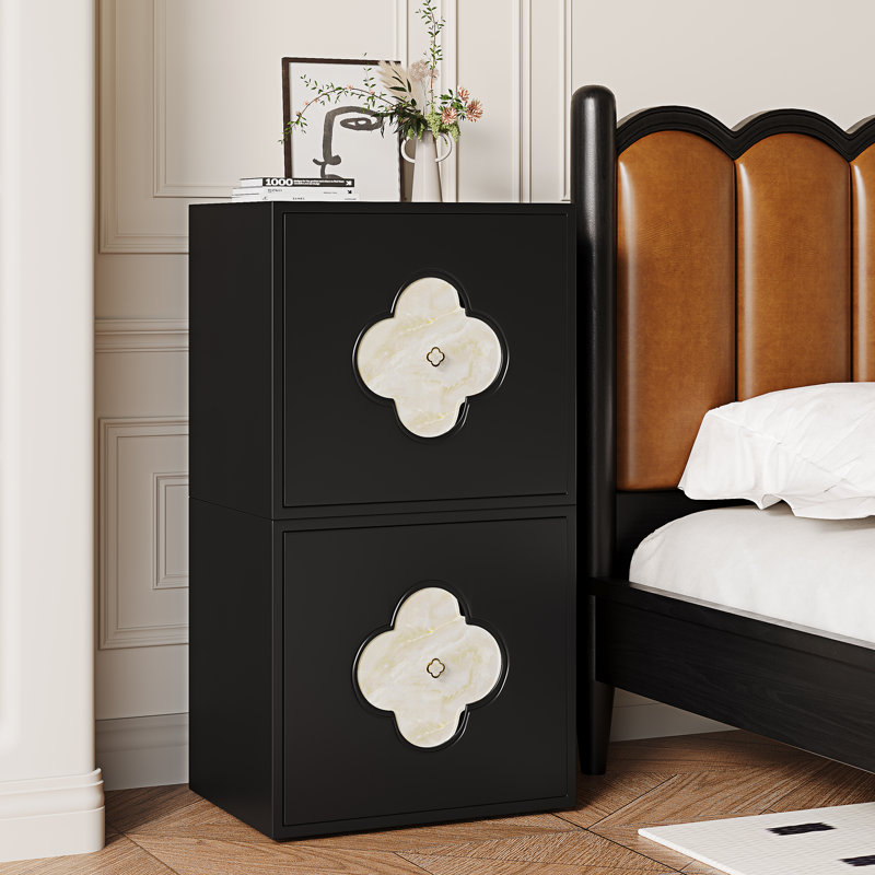 19.7'' W Nightstand Set Of 2, Bedside Table, Accent Storage Cabinet With Door, Black