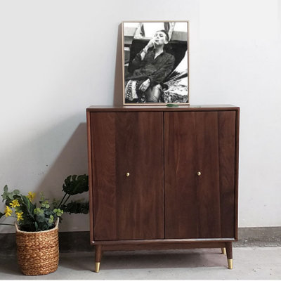 Simple Black Walnut Solid Wood Entrance Cabinet Accent Cabinet
