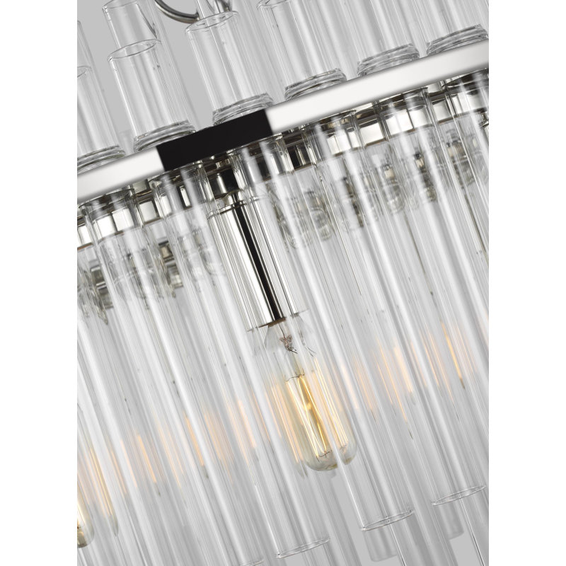 12 - Light Dimmable Drum Chandelier, Polished Nickel