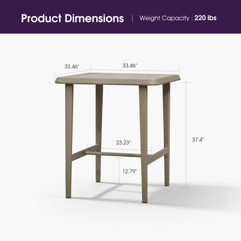  Table de bar pour l'extérieur, Champagne, 37.4" H x 33.46" W x 33.46" D
