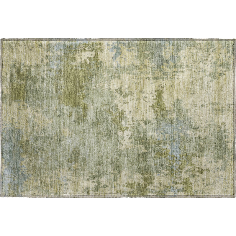 Premium Machine Washable Mayfield AMF2143 abstract Rug, 1'8" x 2'6", Green