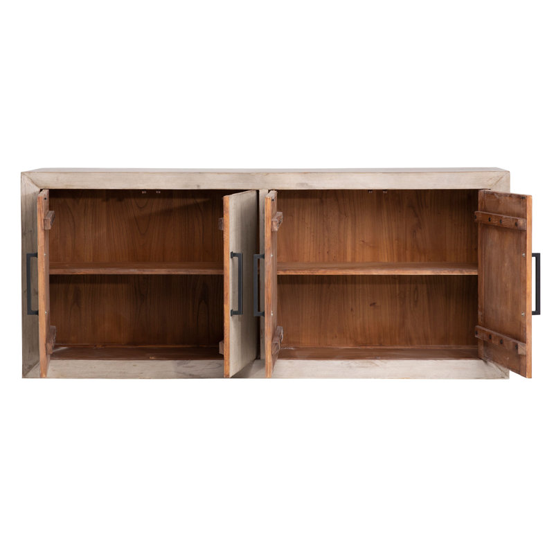 Sonya 84" Wide Reclaimed Pine Wood Sideboard, Light Warm Wash