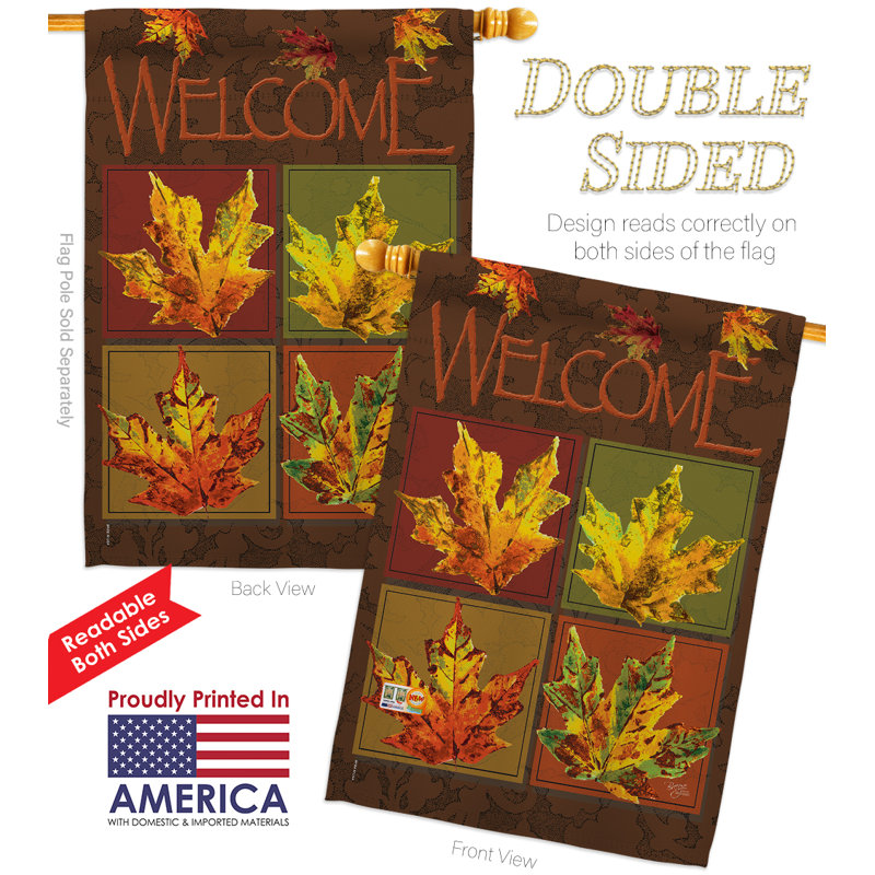 Collage de feuilles d’automne : polyester décoratif à 2 faces 40 x 28 po ensemble de drapeaux