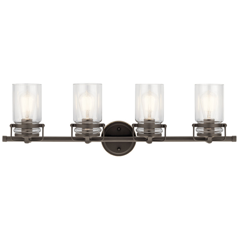 Winder 4-Light Olde Bronze Vanity Light with Clear Glass Shades, Olde Bronze