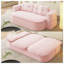 Canapé-lit de 78,7 po convertible moderne avec couverture, canapé en velours côtelé rose pour le salon-1135580154