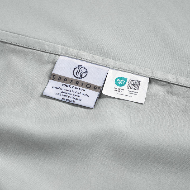 Ensemble de draps en coton Apus, Ensemble de draps pour très grand lit avec 2 taie, Argent, Mattress Pocket Depth 20"