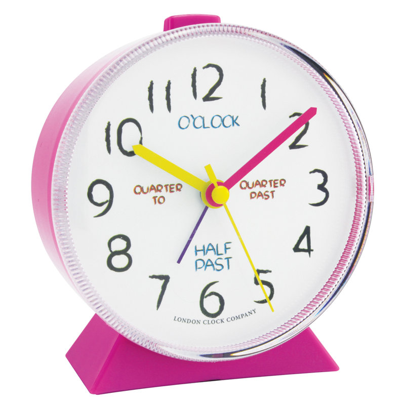 Tell The Time Analogue Alarm Tabletop Clock, Pink