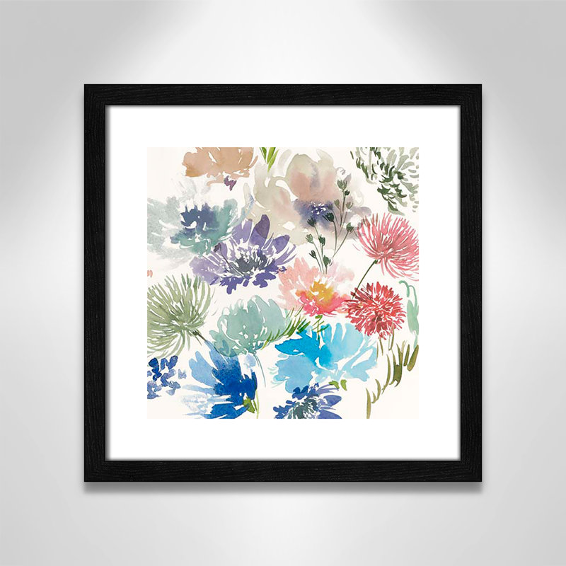 «A Floral Florish II» par Aria K, Grain de bois noir, H 17 po x l 17 po x P 0,75 po