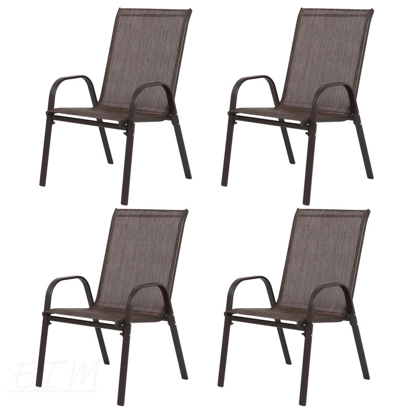 Chaises de patio robustes 4 pièces en textilène respirant, conception compacte pour l'extérieur et le jardin