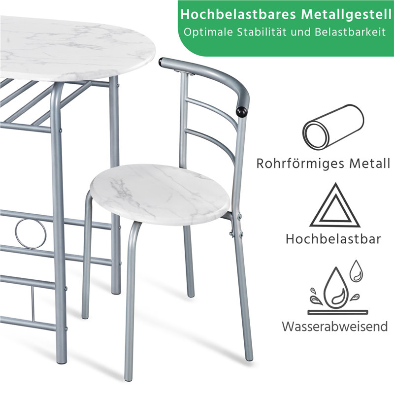 Antinio 2 - Person Dining Set, White/Silver