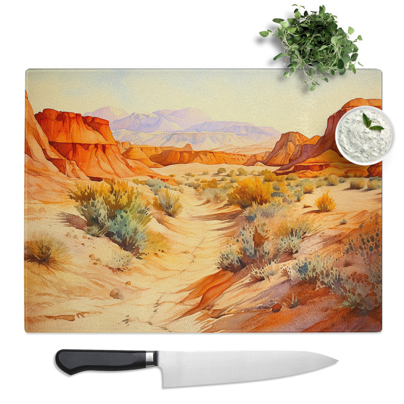 Desert Watercolour  Glass Chopping Board