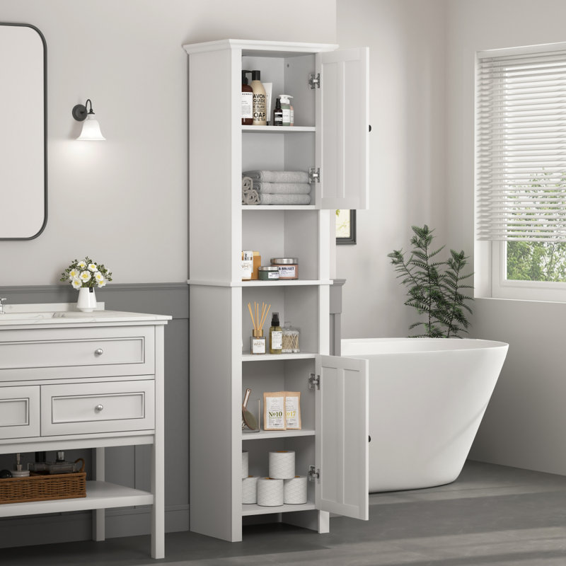 Armoire de rangement pour salle de bain avec 2 portes et 6 tablettes pour la salle de bain