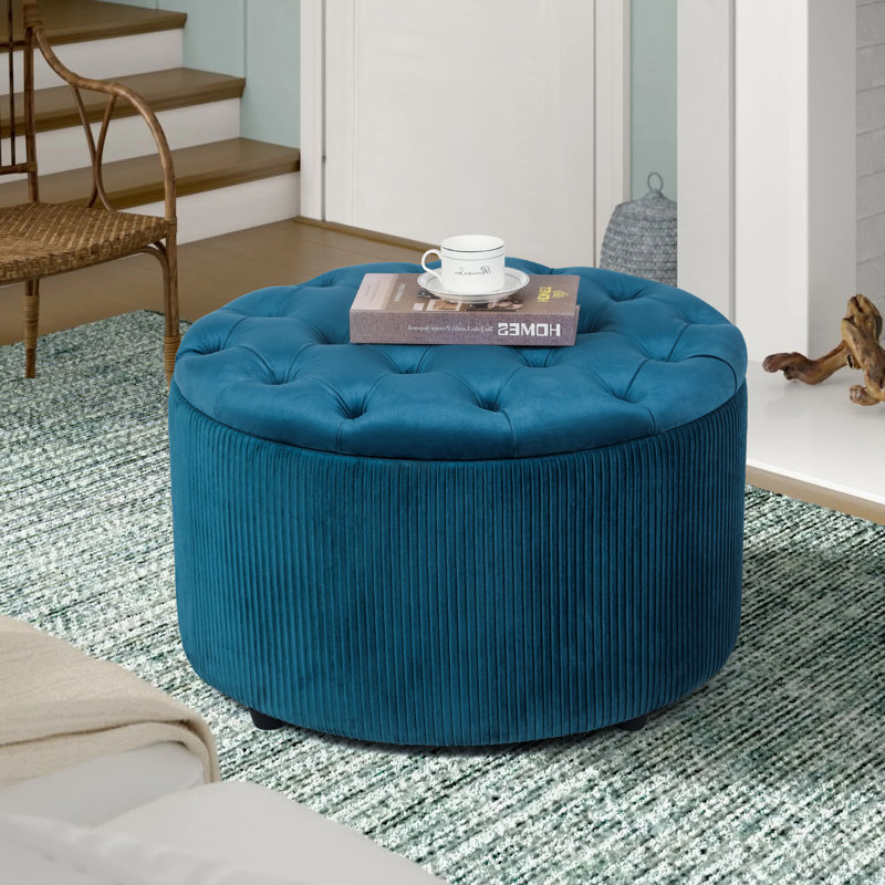 Repose-pieds avec rangement Murrel, Velours gris