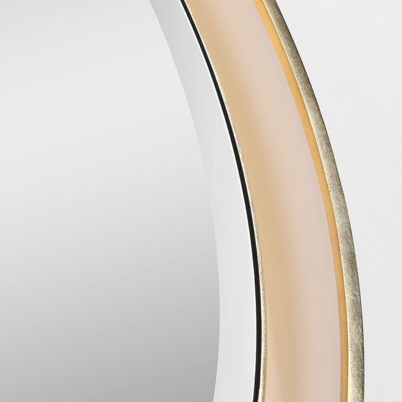 Tricia Illuminated Round Mirror, 30" x 30", Modern Iron/Gild