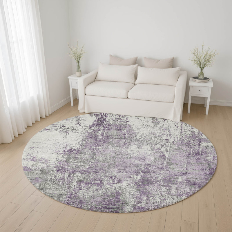 Premium Machine Washable Ponce AMF1765 Modern Rug, Round 8'