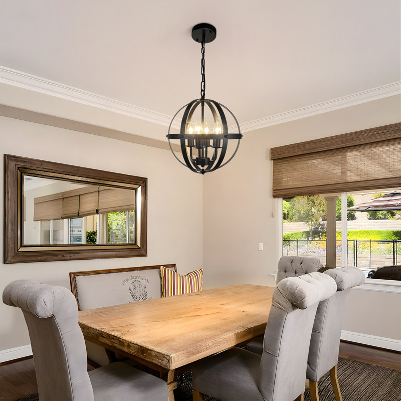 Isavela 4 - Light Dimmable Globe Chandelier, Matte Black