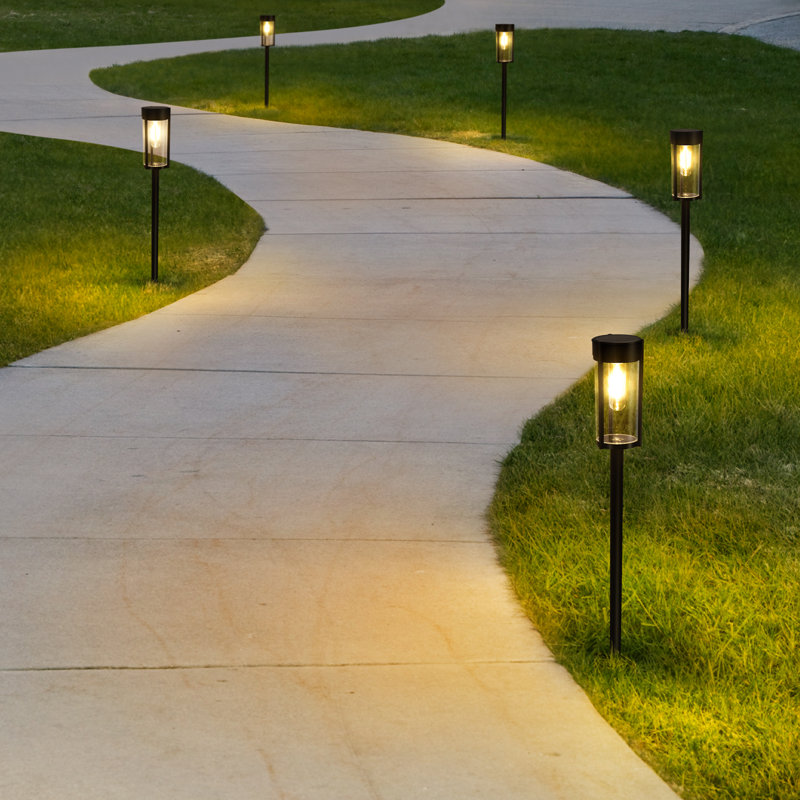 Satin Black Solar Powered Integrated LED Pathway Light Kit