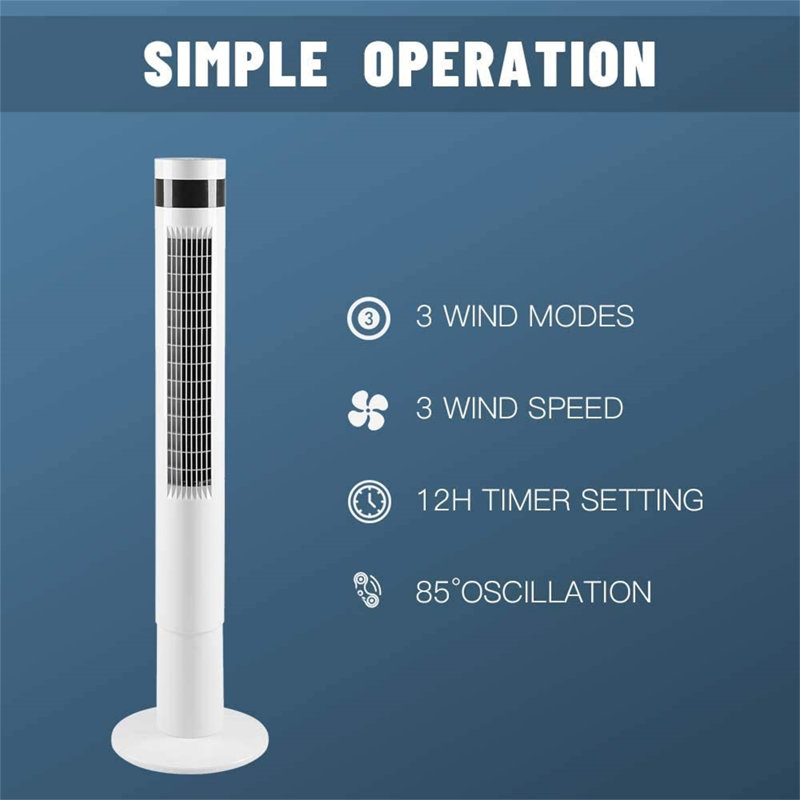 Tower Fan Oscillating Fan Quiet Cooling Remote Control Powerful Standing 3 Speeds Wind Modes Bladeless Floor Fans Portable Bladeless Fan For Children Bedroom Home Office 36-inch Green