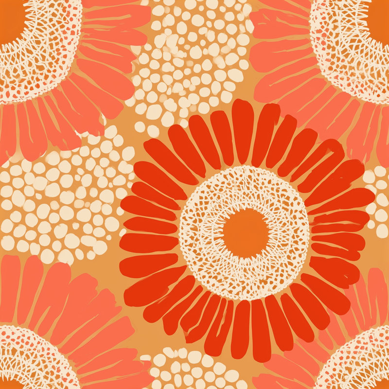 Papier peint surdimensionné à motif de marguerites surdimensionnées orange, Peler et coller