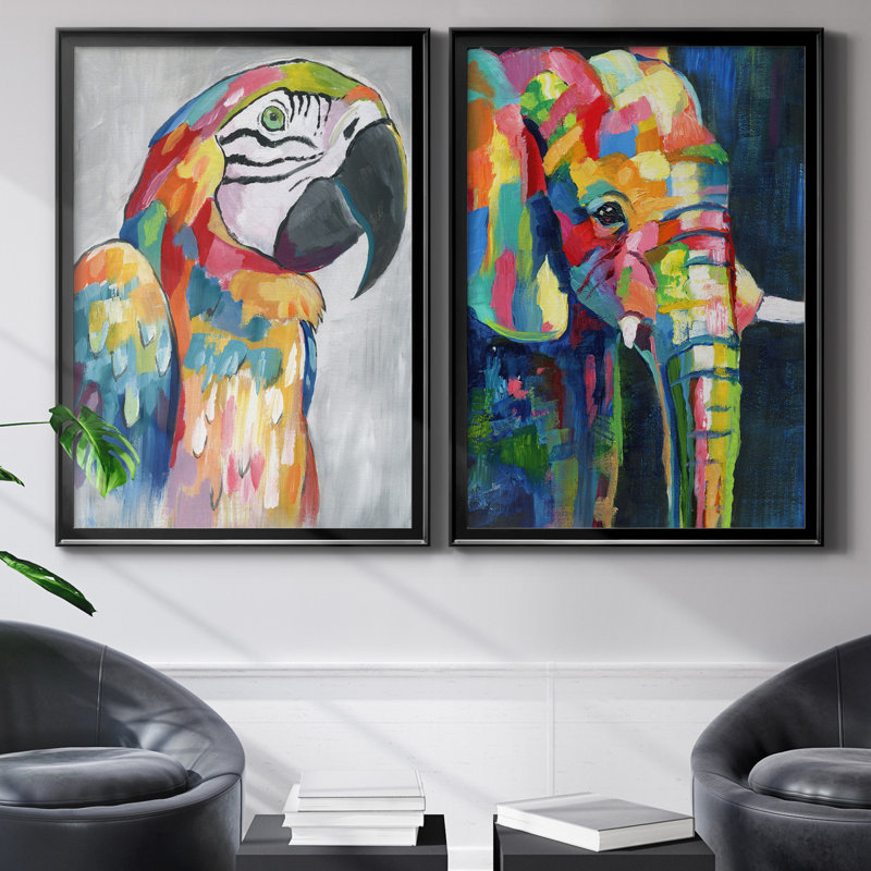 «Vibrant Parrot», ensemble de 2 reproductions d'impressions, H 30,5 po x l 42,5 po x P 3 po, H 31,5 po x l 47 po x P 1,5 po