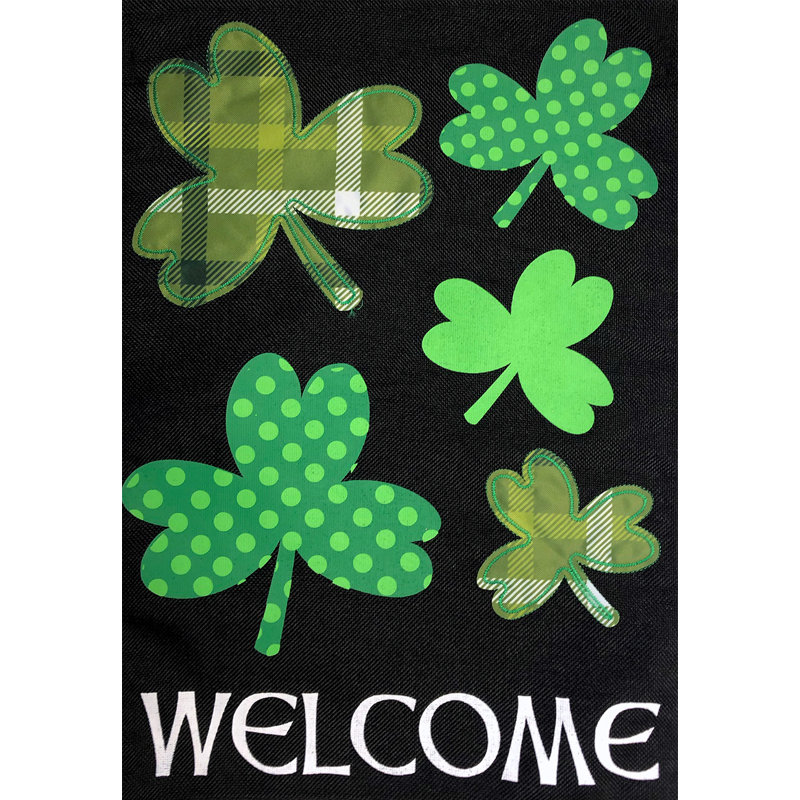Drapeau de jardin Shamrocks Dobrina, Vert / noir